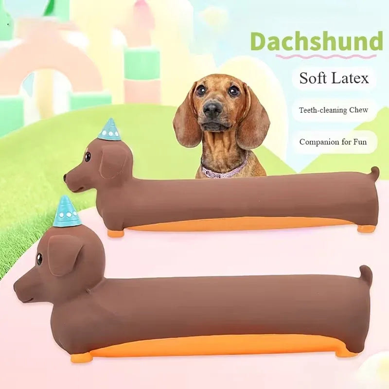 Indoor Pet Latex Squeaky Dachshund Dog Toy Interactive Boredom Relief