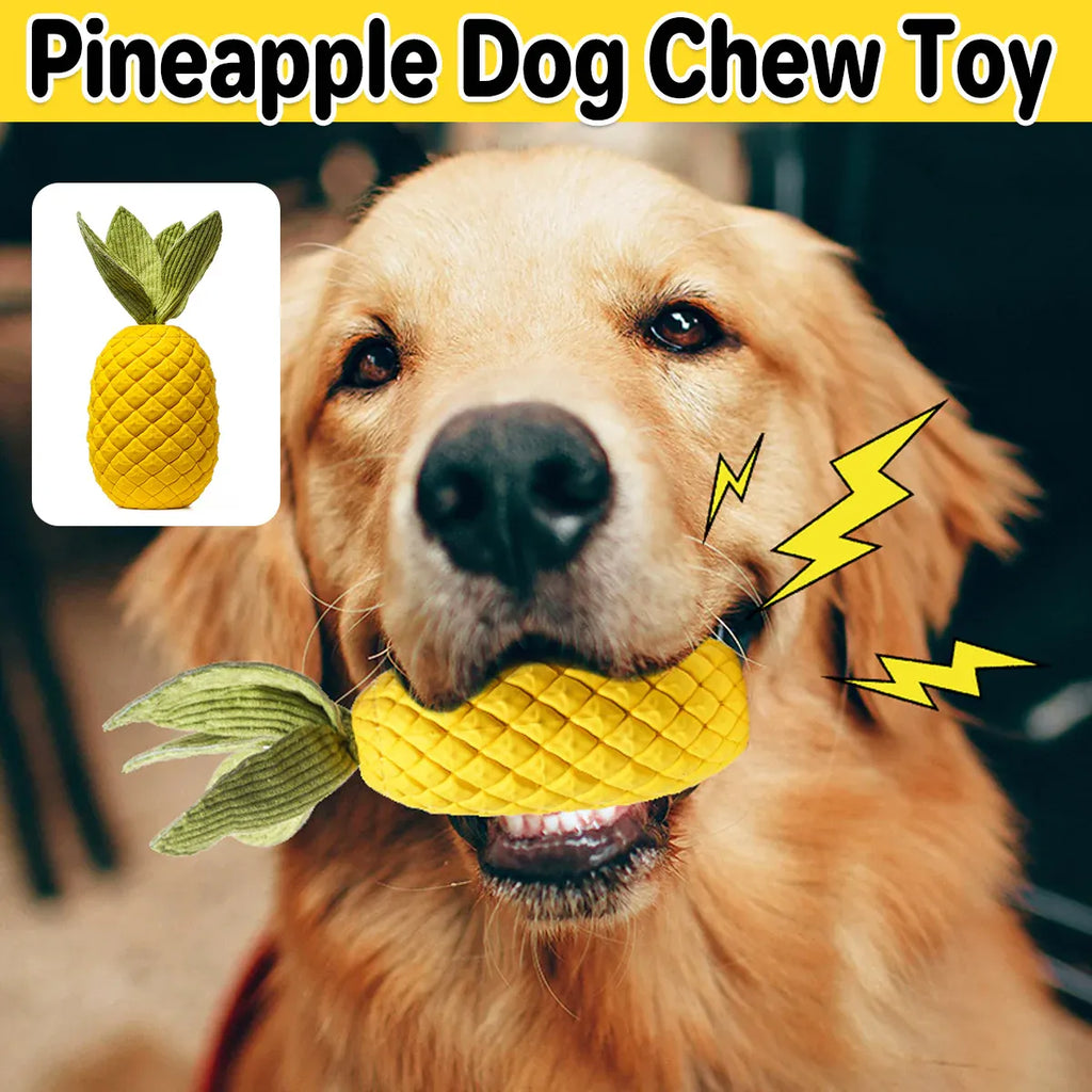 Dog Rubber Pineapple Toy Bite Molar Tooth Interactive Sound Resistant