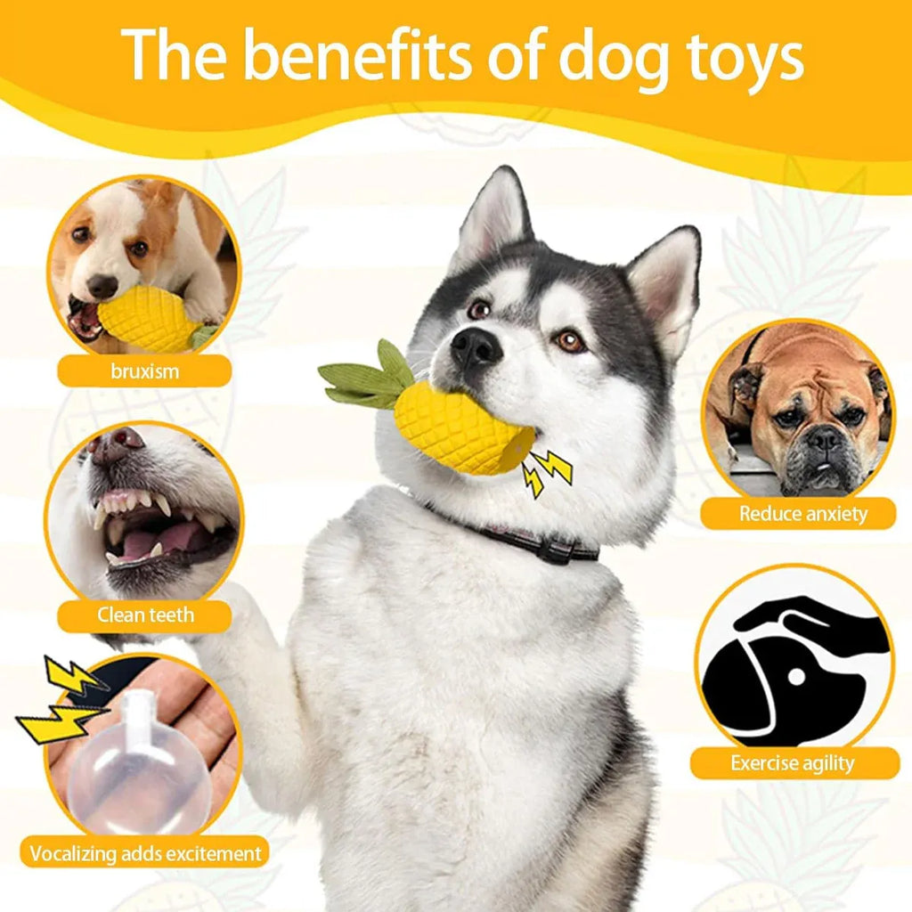 Dog Rubber Pineapple Toy Bite Molar Tooth Interactive Sound Resistant