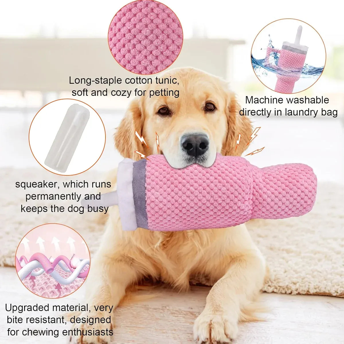 Dog Squeaky Toy Stuffed Water Cup Toy Plush Cup Chew and Supplies