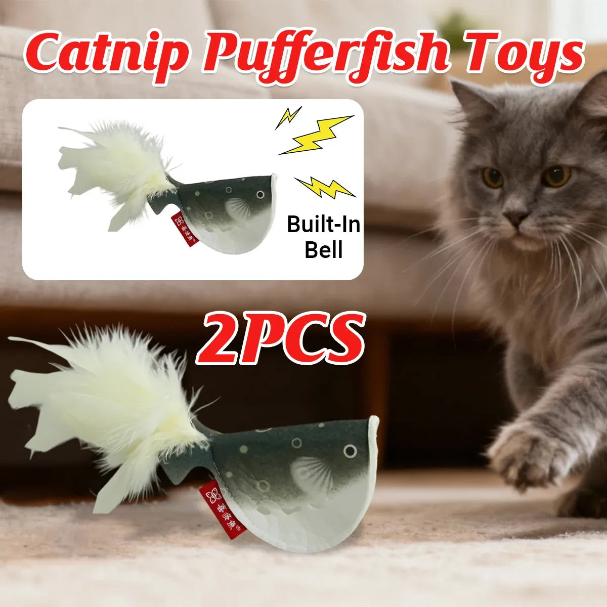 2pcs Catnip Pufferfish Cat Toy