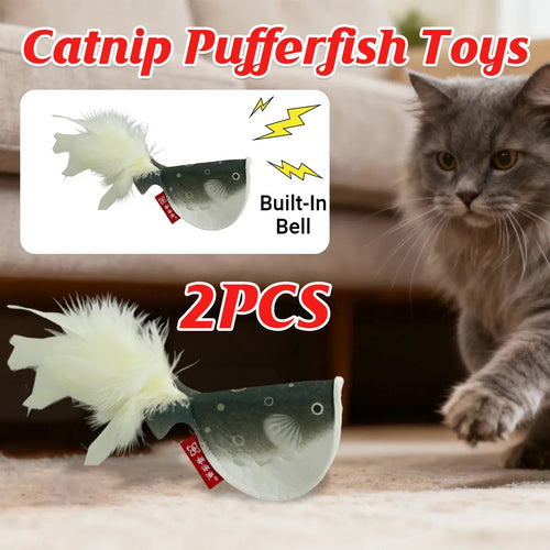 2pcs Catnip Pufferfish Cat Toy