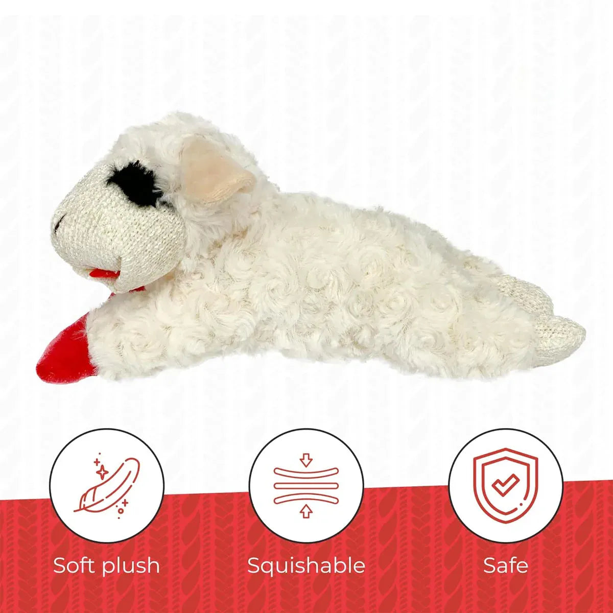 Aimall Lamb Plush Squeaky Dog Toy, White, photo 4 of 8