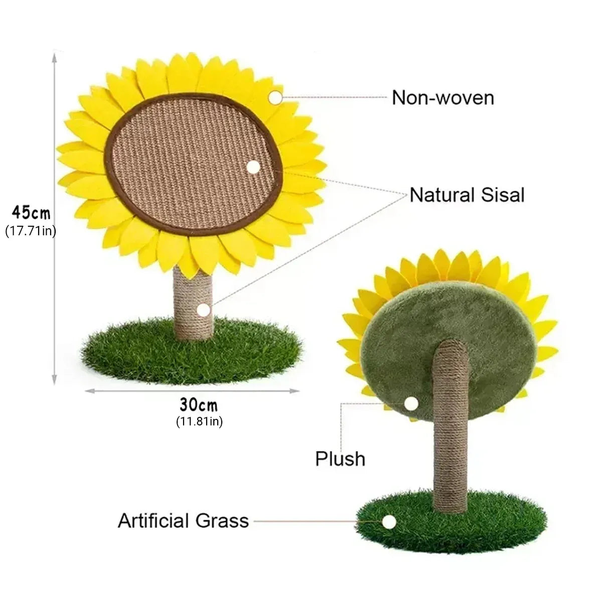 Sunflower Shaped Cat Scratcher Cat Tree Non-Shedding Durable