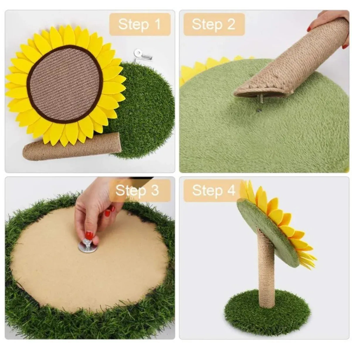 Sunflower Shaped Cat Scratcher Cat Tree Non-Shedding Durable