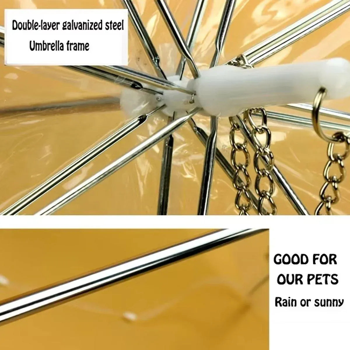 Transparent Pet Umbrella, 30 Inch, with Leash, photo 6 of 6