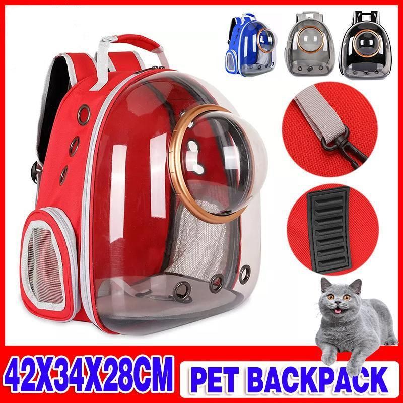 Space Capsule Pet Backpack Carrier, Black or Grey, showing the options available