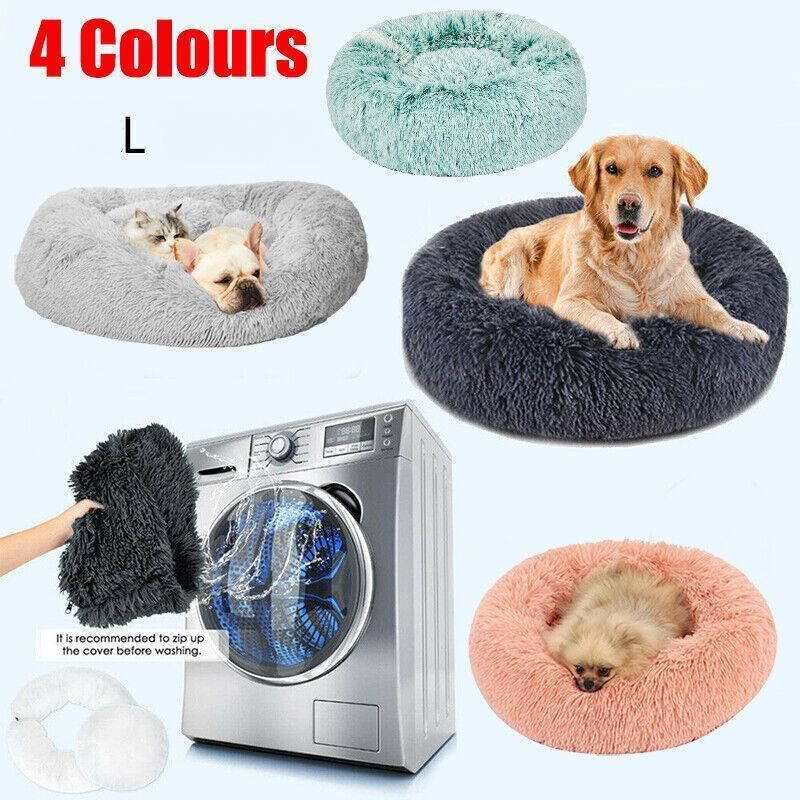 L-70CM Dog Cat Pet Calming Bed Washable ZIPPER Cover Warm Soft Plush