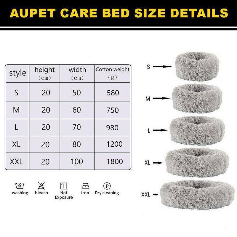L-70CM Dog Cat Pet Calming Bed Washable ZIPPER Cover Warm Soft Plush