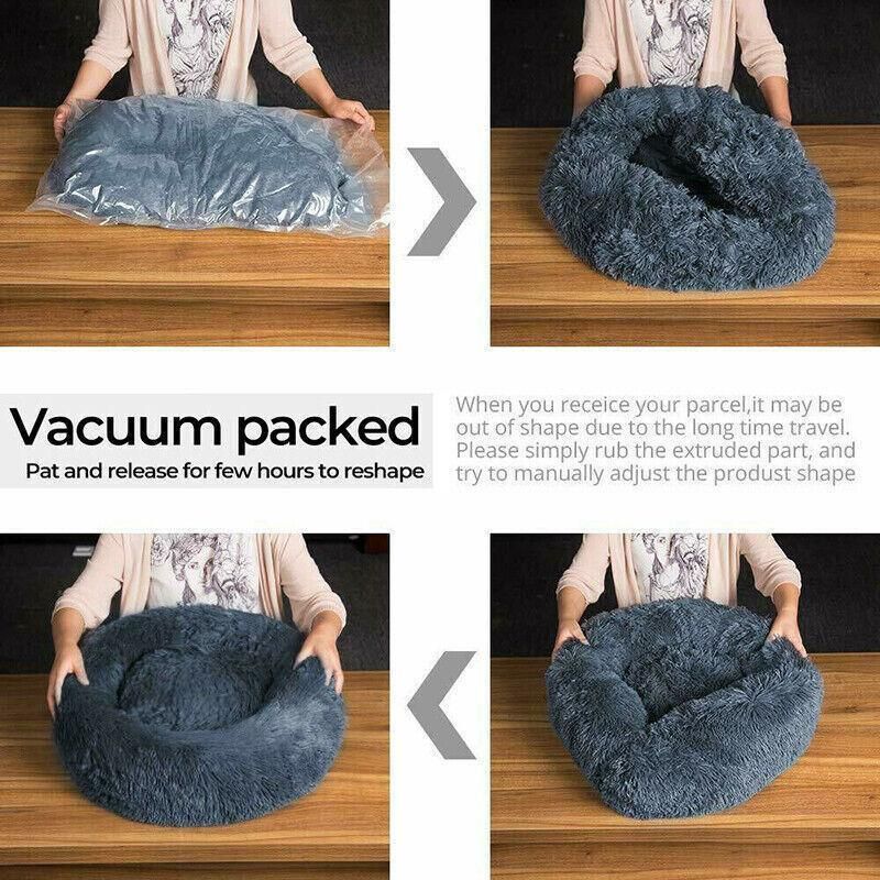 L-70CM Dog Cat Pet Calming Bed Washable ZIPPER Cover Warm Soft Plush