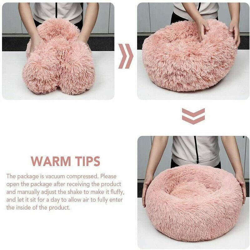 L-70CM Dog Cat Pet Calming Bed Washable ZIPPER Cover Warm Soft Plush