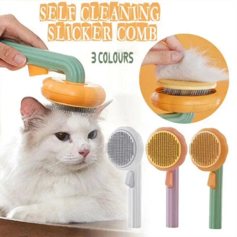 Self Cleaning Slicker Comb For Dog Cat Rabbit Puppy Grooming Pumpkin