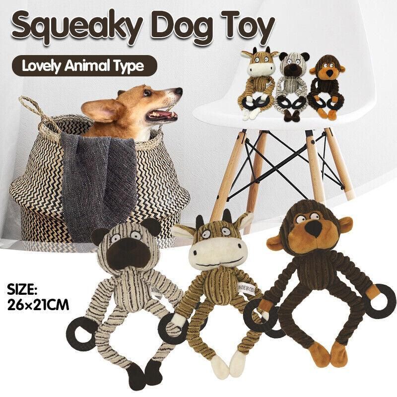 Unstuffed Plush Dog Puppy Pet Squeaker Toys Squeaky Funny Interactive