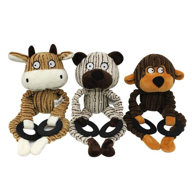 Unstuffed Plush Dog Puppy Pet Squeaker Toys Squeaky Funny Interactive