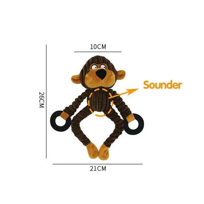 Unstuffed Plush Dog Puppy Pet Squeaker Toys Squeaky Funny Interactive