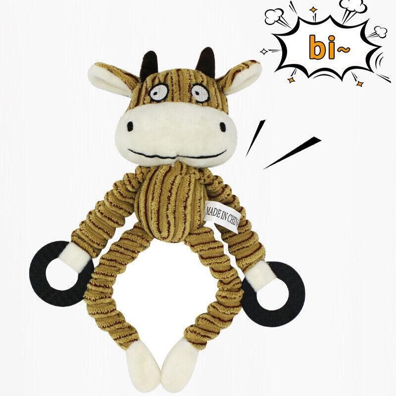 Unstuffed Plush Dog Puppy Pet Squeaker Toys Squeaky Funny Interactive
