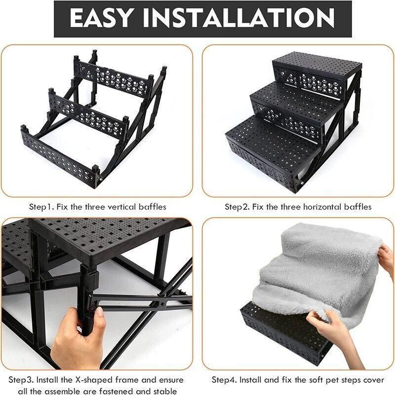 3 Steps Pet Stairs with Soft Cover