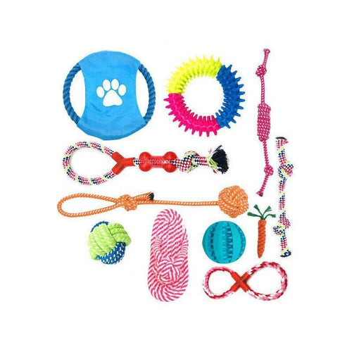 11Pcs Durable Cotton Rope Pull Teeth Clean Chew Toy Set