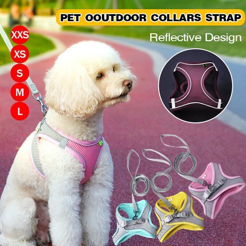 Pet Dog Harness Adjustable Reflective Breathable Outdoor Collars