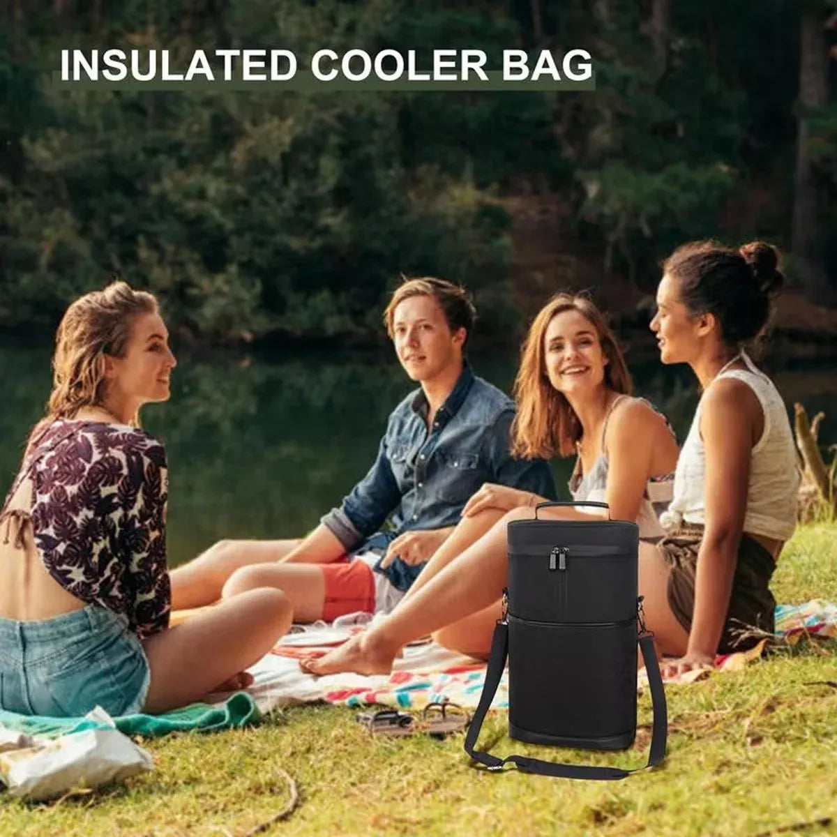 Insulated Wine Barrel Picnic Bag, Holds 2 Bottles