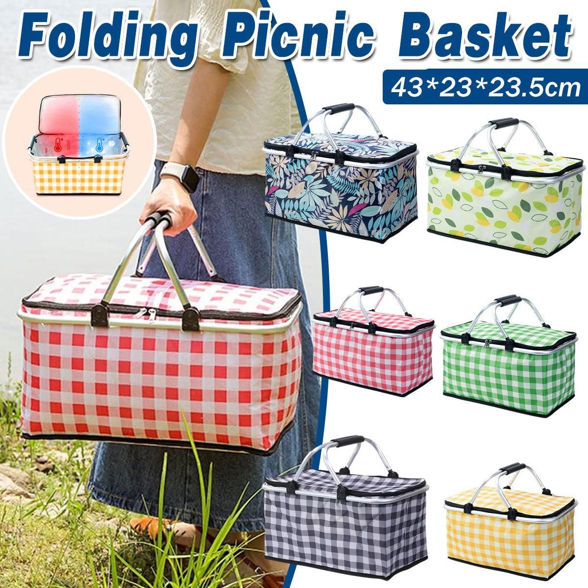 Foldable Picnic Basket Outdoor Camping Carrying Basket Portable