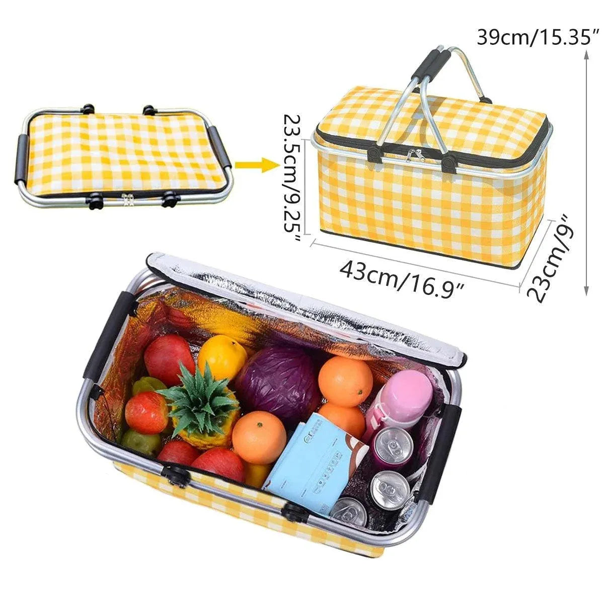 Foldable Picnic Basket Outdoor Camping Carrying Basket Portable