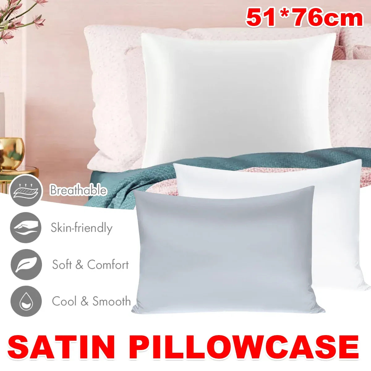 Bamboo Satin Envelope Pillowcase, 51 x 76 cm