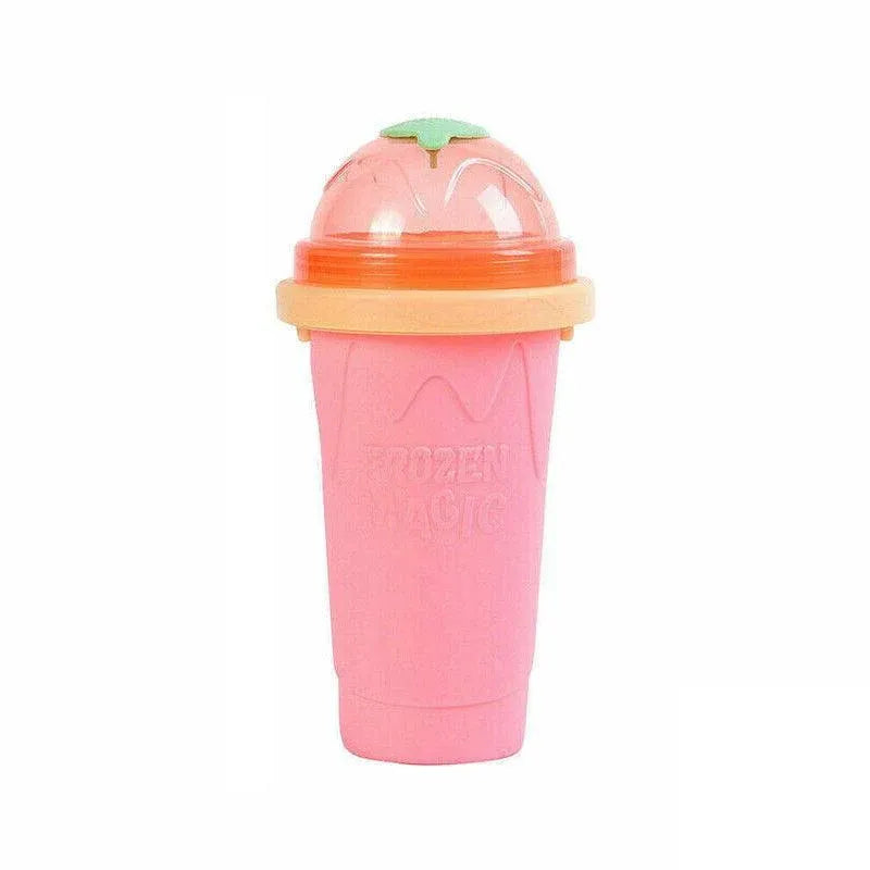 Squeeze Slushie Maker Cup with Straw Spoon, Pink