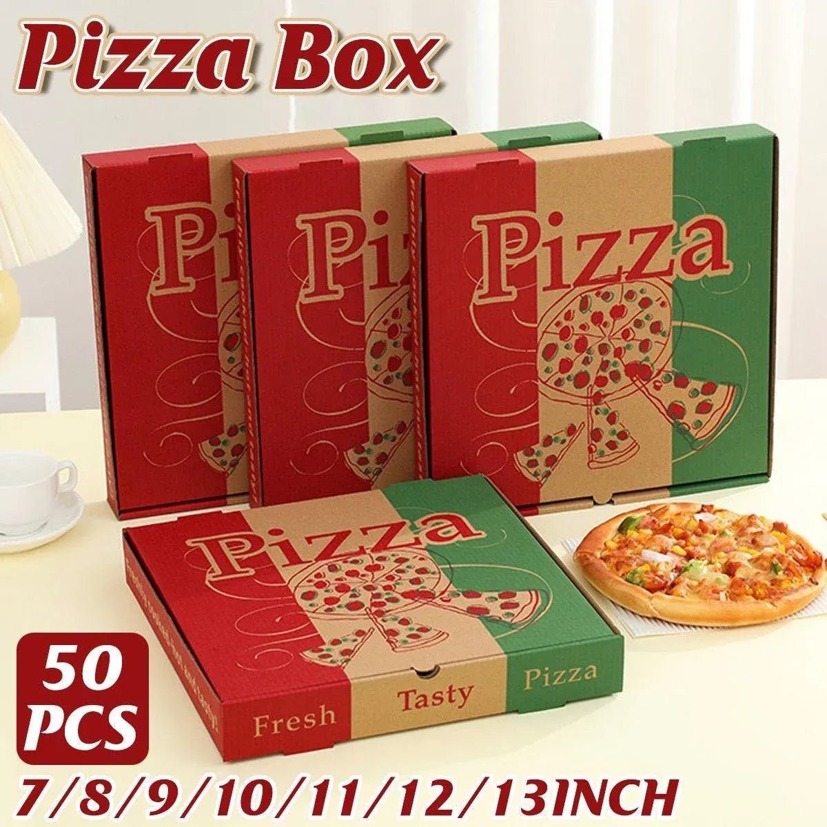 50PCS Pizza Packing Boxes Folding Box Durable Food Storage