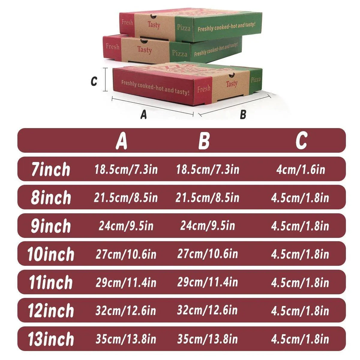 50PCS Pizza Packing Boxes Folding Box Durable Food Storage