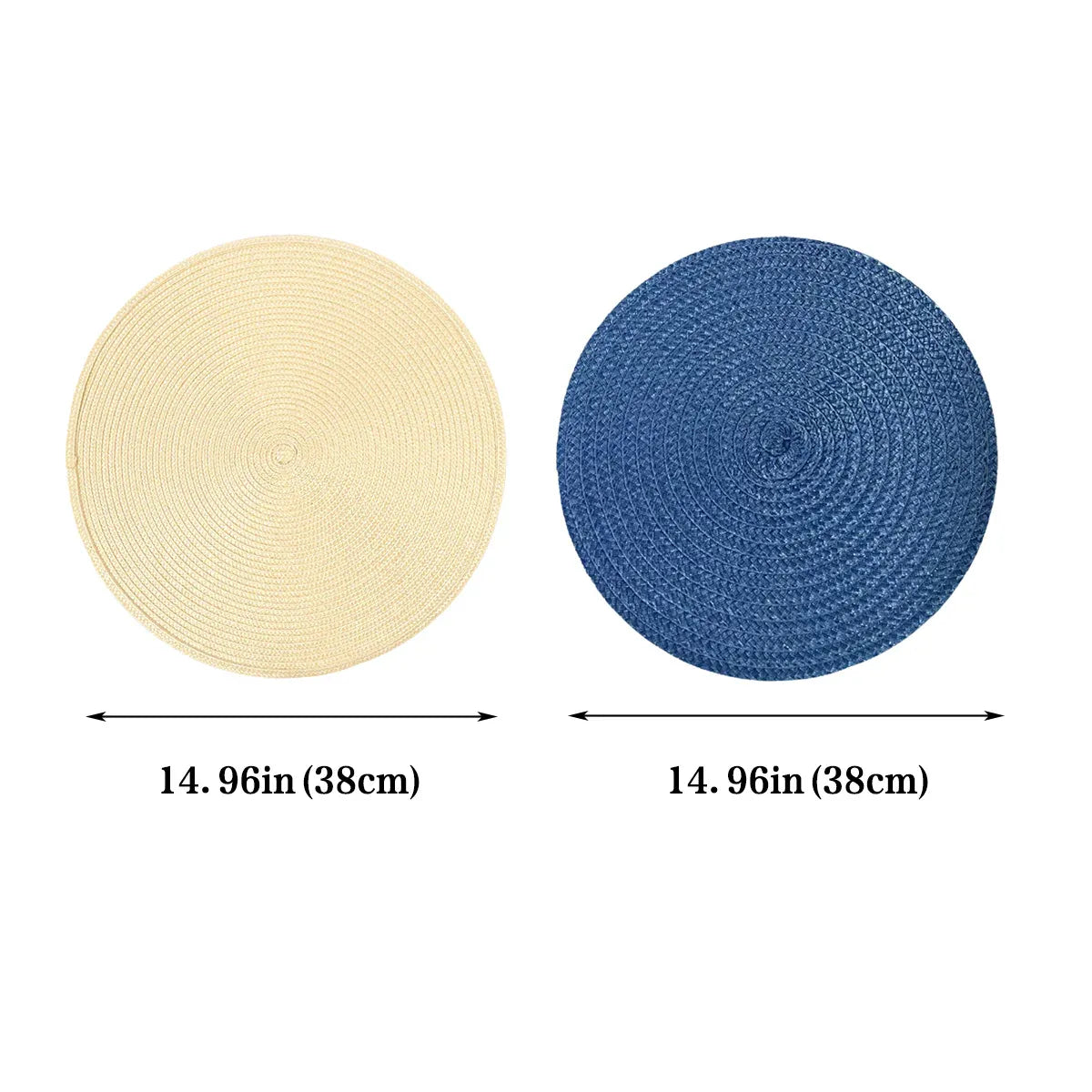 Woven Round Placemats, Set of 4, 38 cm
