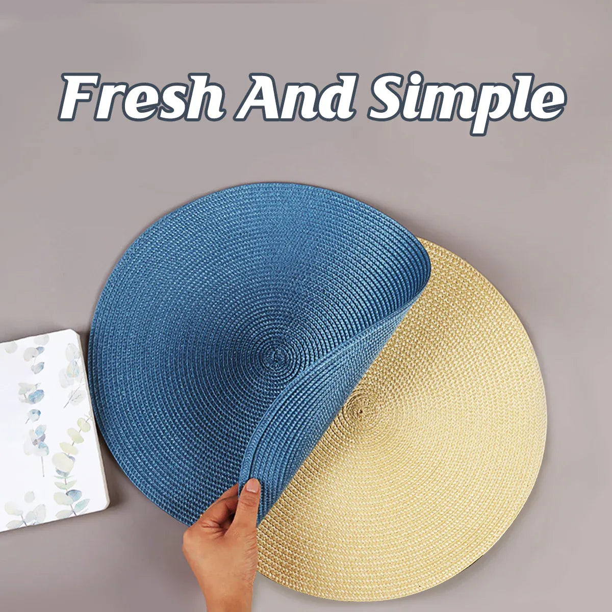 Woven Round Placemats, Set of 4, 38 cm