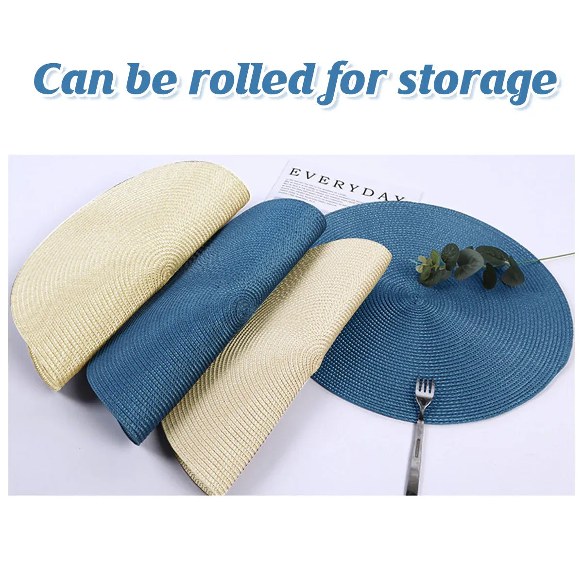Woven Round Placemats, Set of 4, 38 cm