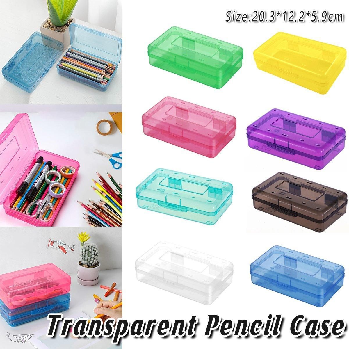 Large Capacity Clear PP Plastic Pencil Case, 20.3 x 12.2 x 5.9 cm