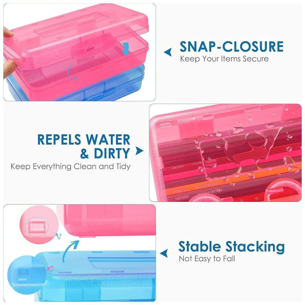 Large Capacity Clear PP Plastic Pencil Case, 20.3 x 12.2 x 5.9 cm