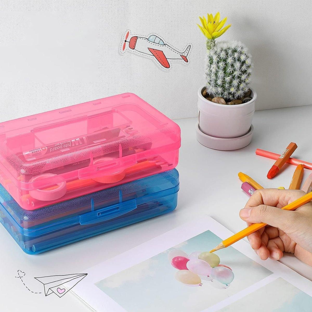 Large Capacity Clear PP Plastic Pencil Case, 20.3 x 12.2 x 5.9 cm