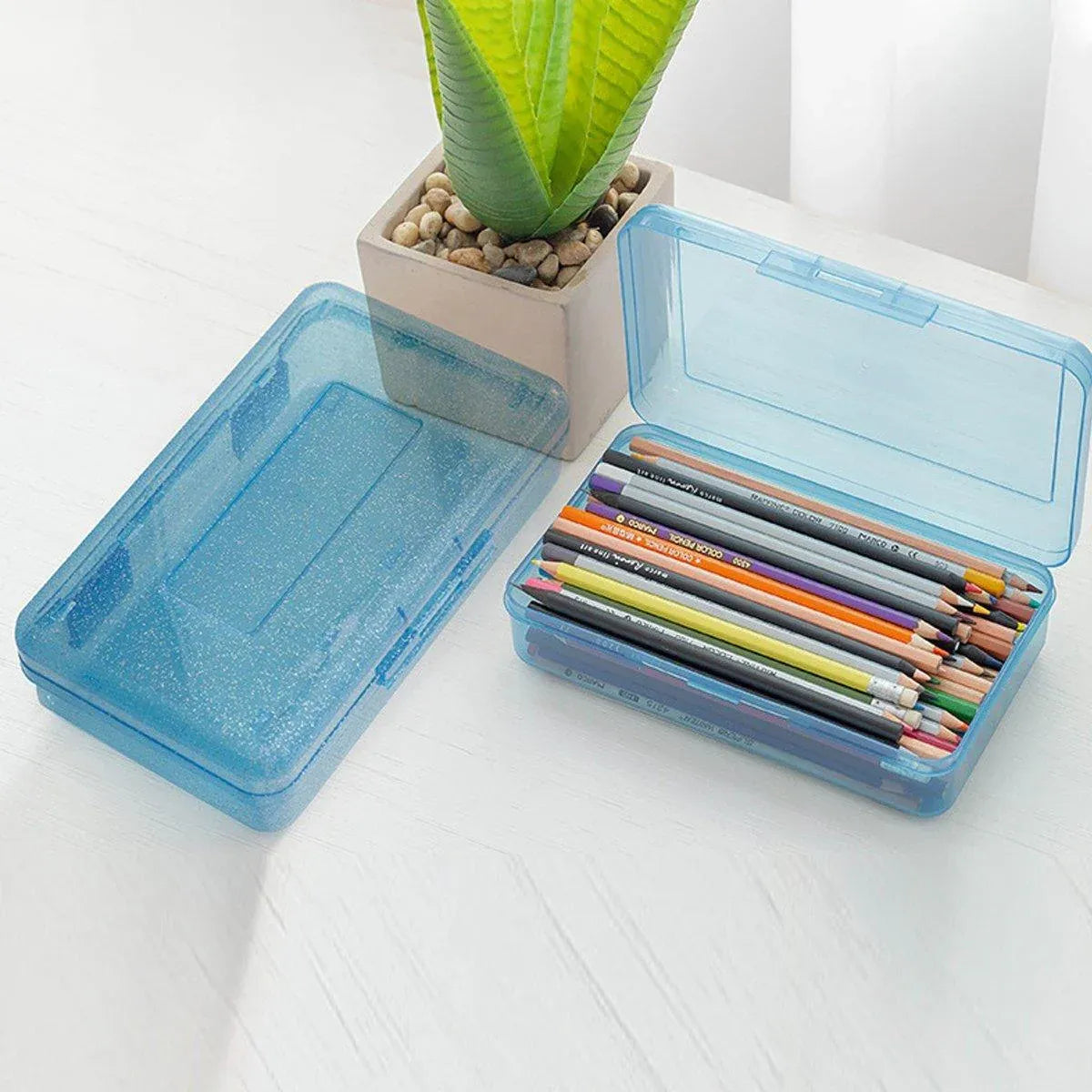 Large Capacity Clear PP Plastic Pencil Case, 20.3 x 12.2 x 5.9 cm