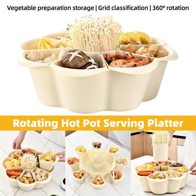Multifunctional Hot Pot Platter 9 Grid Serving Dish Vegetable Snack