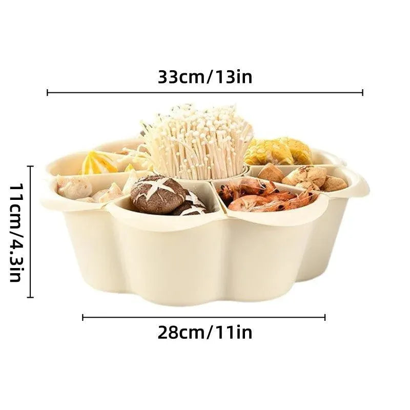 Multifunctional Hot Pot Platter 9 Grid Serving Dish Vegetable Snack
