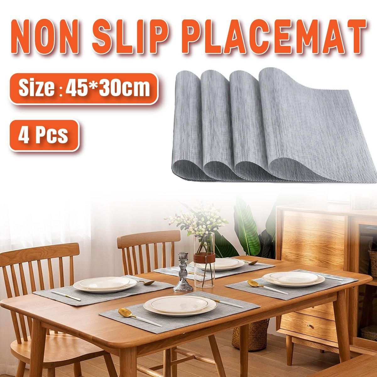 PVC Braided Placemats, Grey, Set of 4, 45 x 30 cm