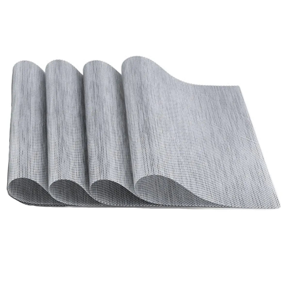 PVC Braided Placemats, Grey, Set of 4, 45 x 30 cm