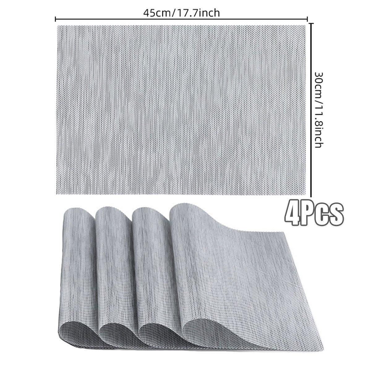 PVC Braided Placemats, Grey, Set of 4, 45 x 30 cm
