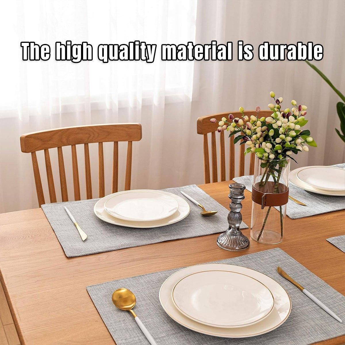 PVC Braided Placemats, Grey, Set of 4, 45 x 30 cm
