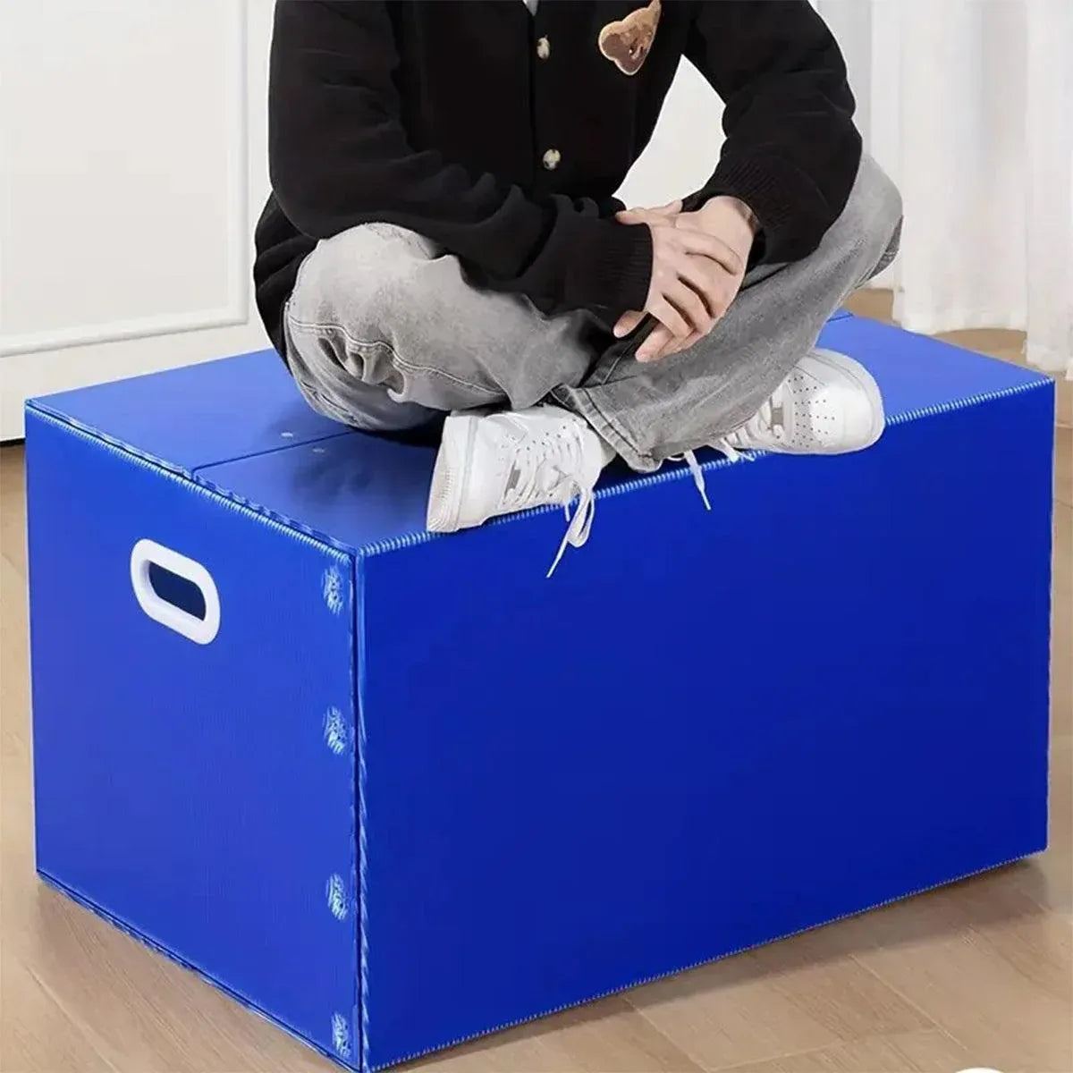 Foldable Waterproof PP Plastic Storage Box, Blue