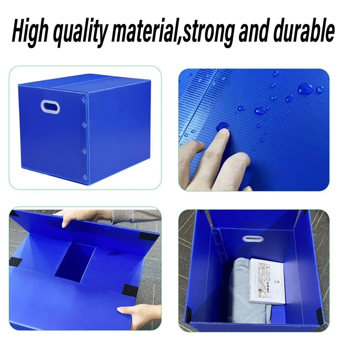 Foldable Waterproof PP Plastic Storage Box, Blue