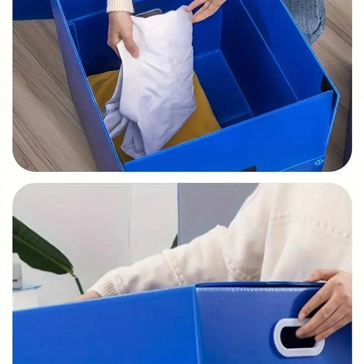 Foldable Waterproof PP Plastic Storage Box, Blue