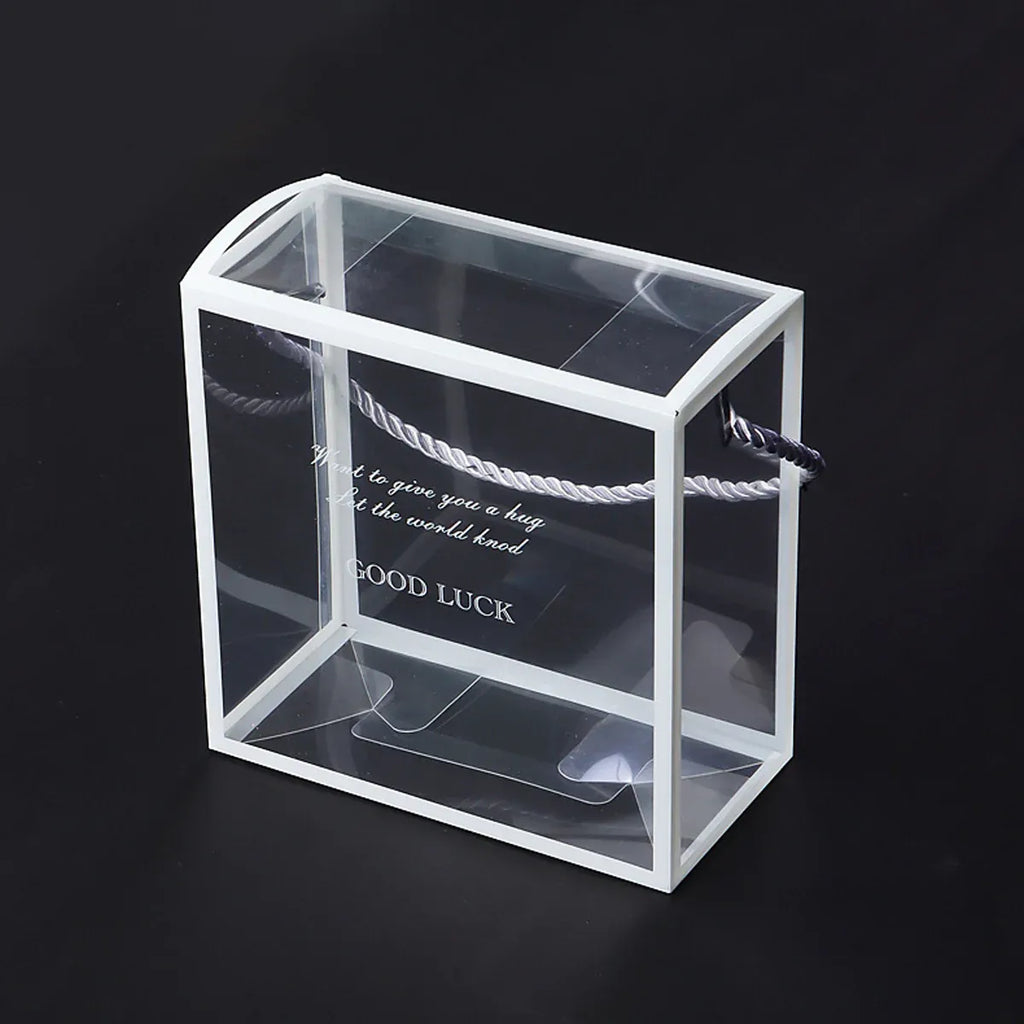 20PCS PVC Fully Transparent Handheld Gift Bags Clear Birthday Christmas Presents - Black