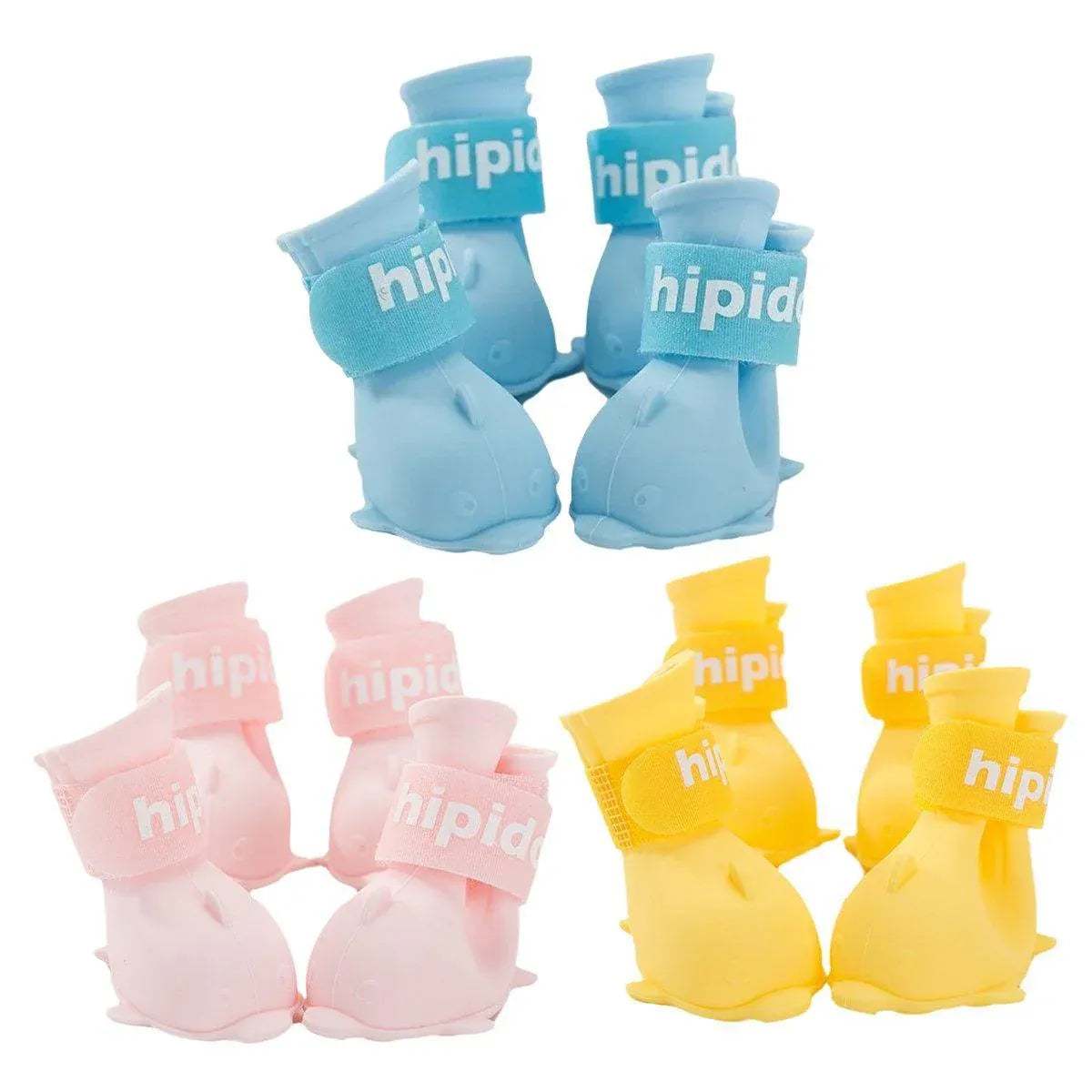 4pcs Cartoon Pet Rain Boots Waterproof Non-Slip Wear-Resistant Shoes