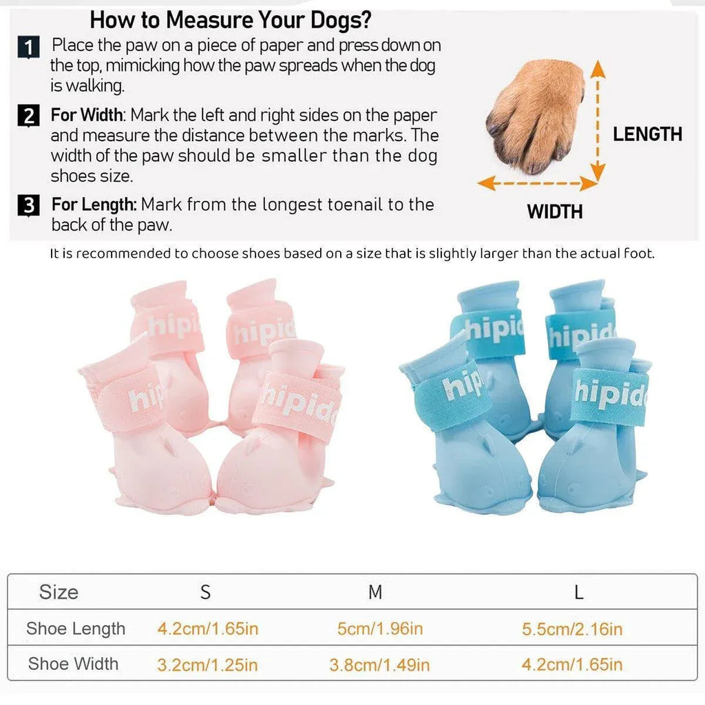 4pcs Cartoon Pet Rain Boots Waterproof Non-Slip Wear-Resistant Shoes