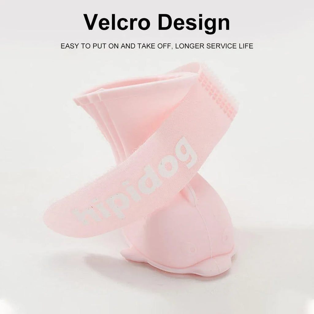 4pcs Cartoon Pet Rain Boots Waterproof Non-Slip Wear-Resistant Shoes